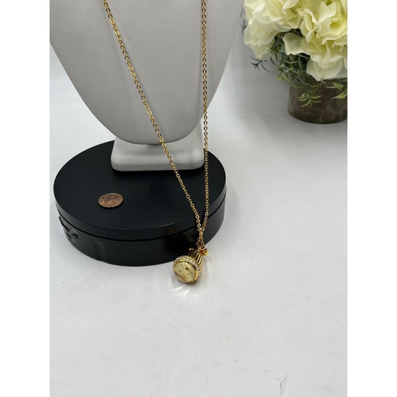 Joan Rivers Vintage Gold Tone Watch Pendant Crystal Egg Shape Necklace Works‎ main image 11